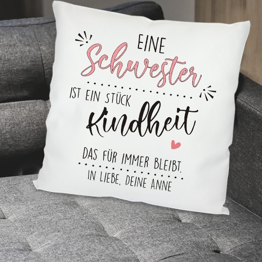 Kissen mit Spruch und Namen für deine Schwester
