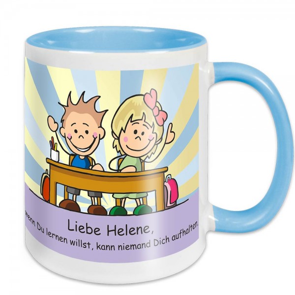 Lustige Tasse Schulanfang bedruckt
