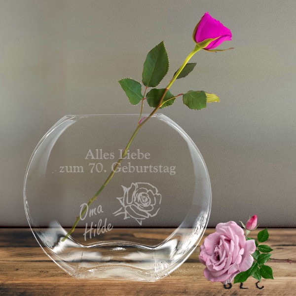 Individuell gravierte Leonardo Vase ideal zum Geburtstag
