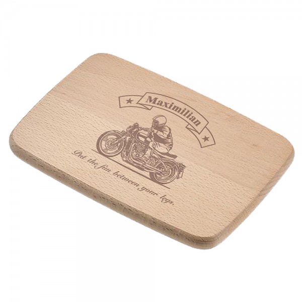Schneidbrett / Frühstücksbrett für Biker personalisiert