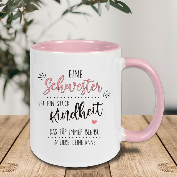 Personalisierte Keramik-Tasse für deine Schwester