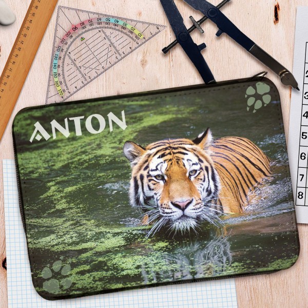 Personalisierte Federmappe Tiger mit Namen bedruckt