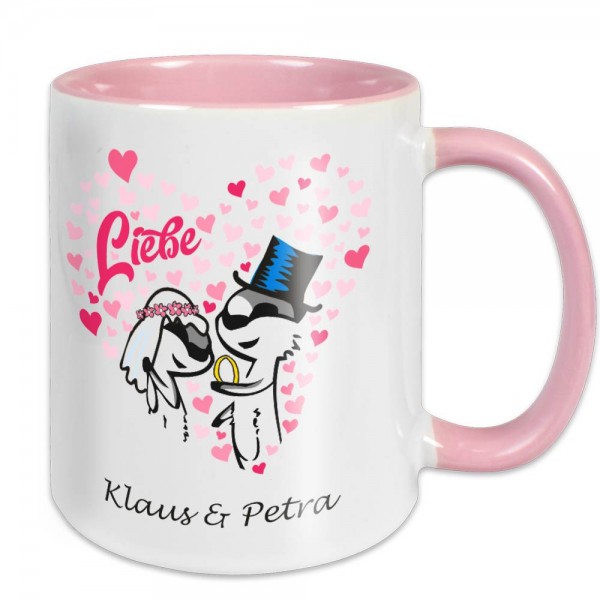 Tasse zur Hochzeit bedruckt mit Namen