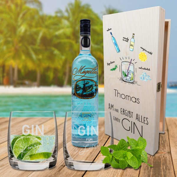 GIN Geschenk Set - Am Ende ergibt alles einen Gin - individuell bedruckt