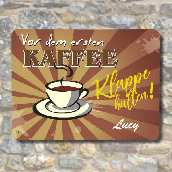 Freches Retro-Blechschild Kaffee mit Namen