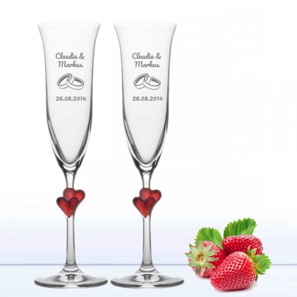 Sektgläser mit Gravur zur Hochzeit im Set (2 Stück)