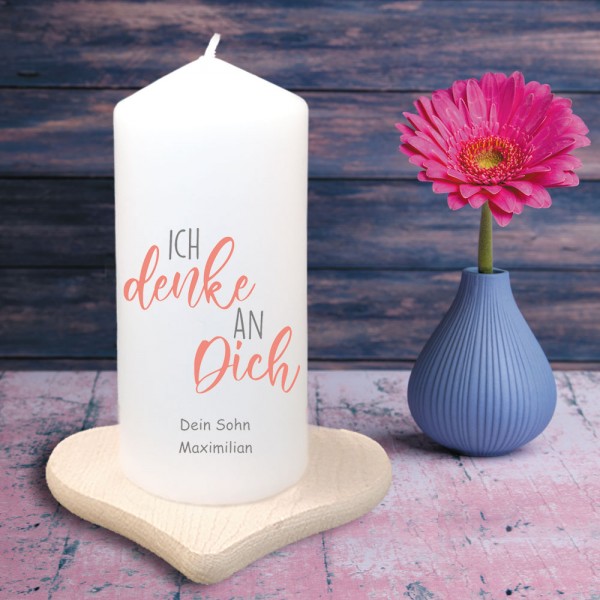 Kerze individuell bedruckt "Ich denke an Dich"