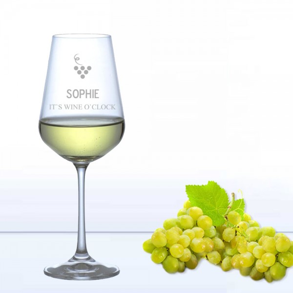 Weißweinglas WINE O CLOCK mit Namensgravur