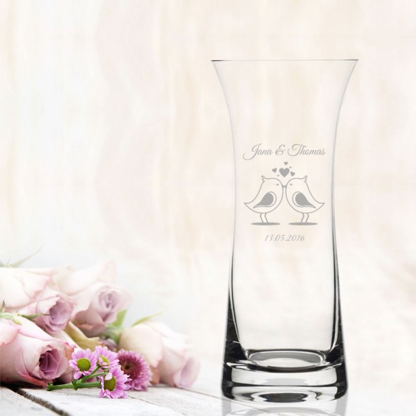 Blumenvase graviert für Verliebte