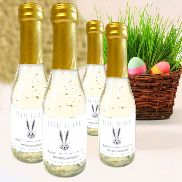 Sektflasche mit Goldflocken "Frohe Ostern" mit eigenem Design/Logo bedrucken