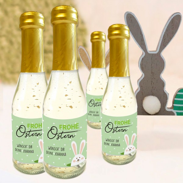Sekt personalisiert mit Goldflocken zu Ostern