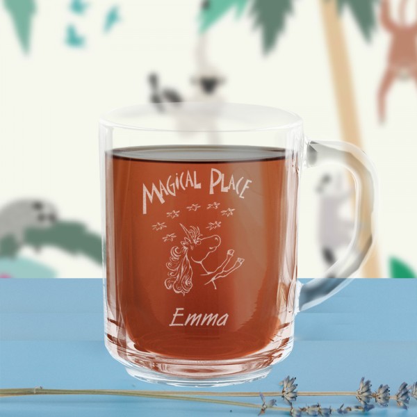 Leonardo Glastasse mit personalisierbaren Einhorn-Motiv