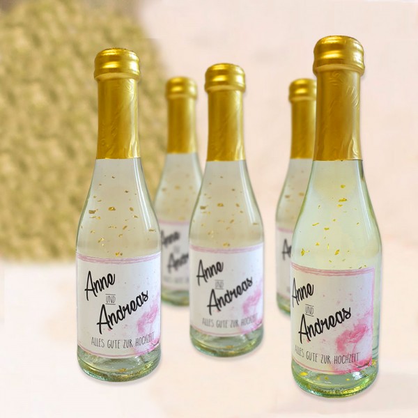 Flaschenetikett zur Hochzeit für Sekt Piccolo 0,2 l Flaschen