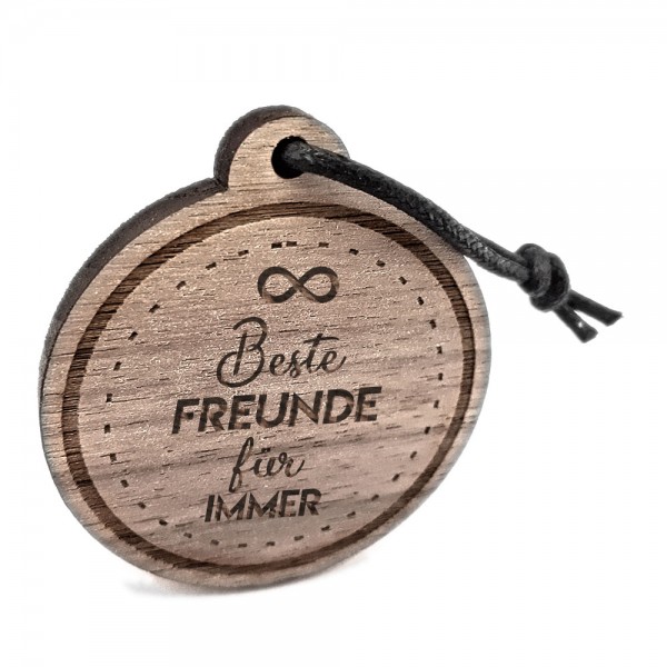 Schlüsselanhänger aus Holz, graviert "Beste Freunde für immer"